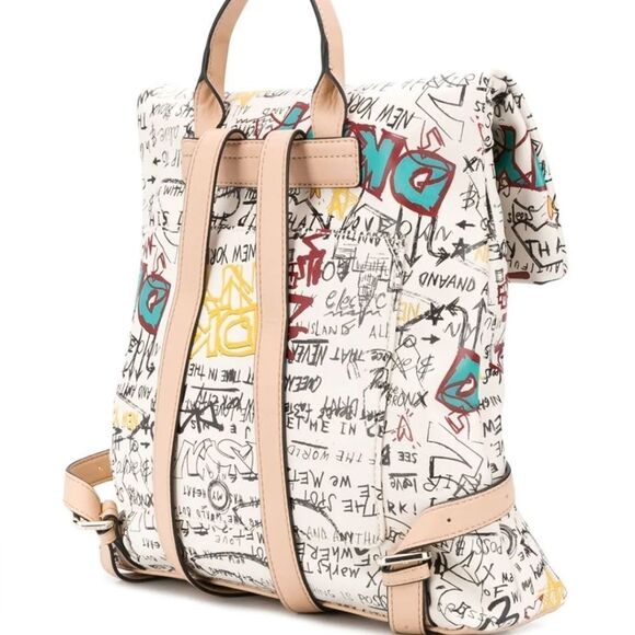 DKNY Tilly graffiti print  backpack in cream w/graffiti print, new with tags! - Picture 3 of 14